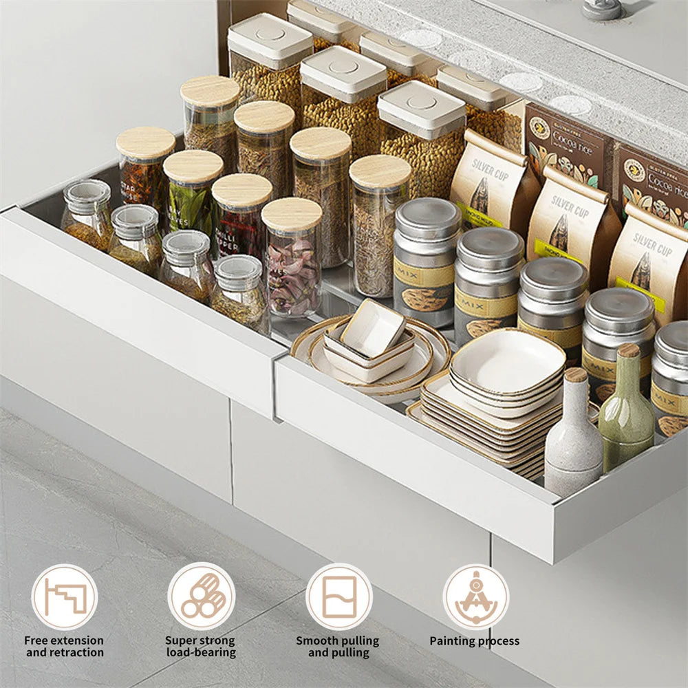 Non-Perforated Expandable Kitchen Pull Out Storage Cabinet Drawer Organizer Adjustable Sink Shelf Sliding Out Storage Shelves