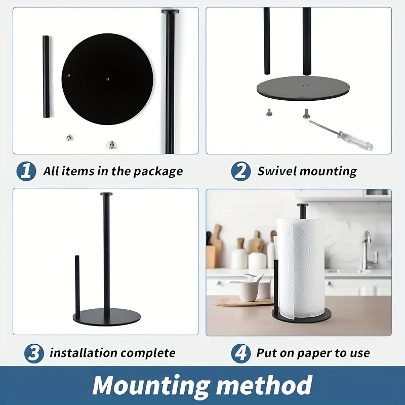 Paper Towel Holder Countertop Paper Towel Holder Steady Paper Roll Holder Weighted Paper Towel Stand for Kitchen Bathroom