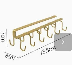 Punch-free Double-row Hooks Under Cabinet Mug Cup Hanger Rack Kitchen Organizer Hanging Storage Holder