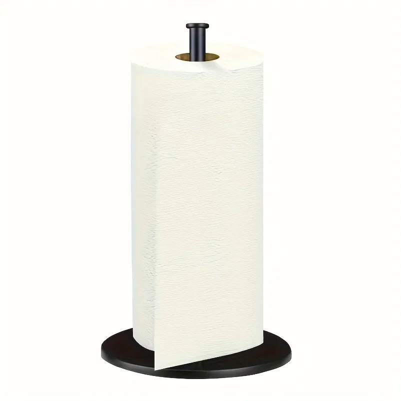 Stainless Steel Paper Towel Holder with Weighted Base, Heavy-Duty Kitchen Roll Dispenser, Countertop Organizer Space-Saving for