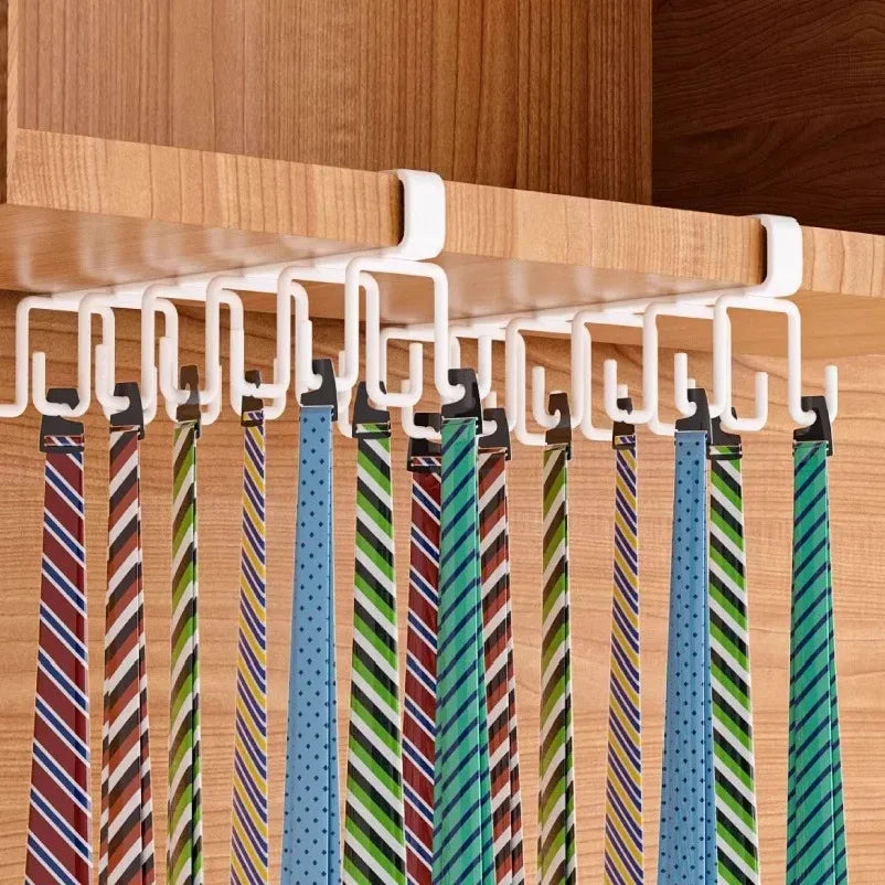 Punch-free Double-row Hooks Under Cabinet Mug Cup Hanger Rack Kitchen Organizer Hanging Storage Holder