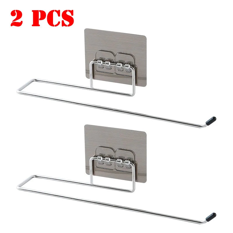 1/2pcs Kitchen Paper Holder Towel Hook Toilet Paper Holder Towel Rack Stand Storage Rack Shelf Tissue Holder Bathroom Organizer