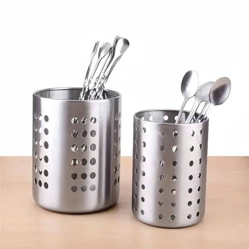 1/2 piece stainless steel cylindrical chopstick cutlery storage box suitable for home kitchens, restaurants, and dormitories