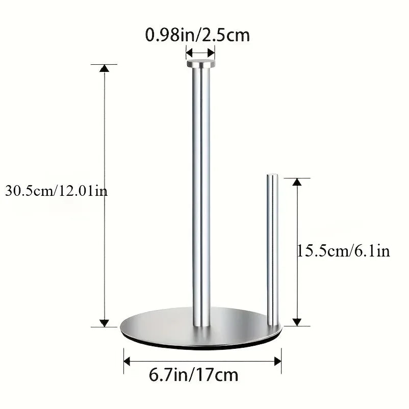 Stainless Steel Paper Towel Holder with Weighted Base, Heavy-Duty Kitchen Roll Dispenser, Countertop Organizer Space-Saving for