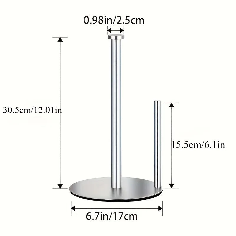 Stainless Steel Paper Towel Holder with Weighted Base, Heavy-Duty Kitchen Roll Dispenser, Countertop Organizer Space-Saving for