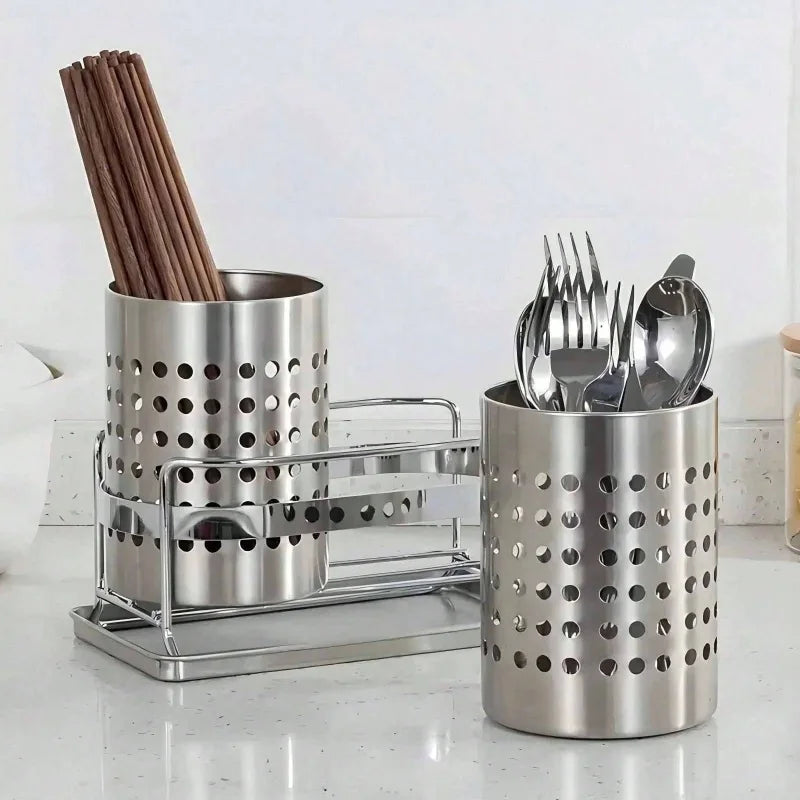 1/2 piece stainless steel cylindrical chopstick cutlery storage box suitable for home kitchens, restaurants, and dormitories