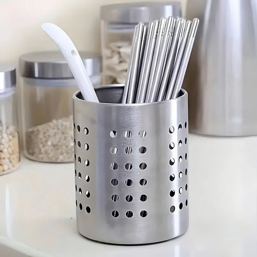 1/2 piece stainless steel cylindrical chopstick cutlery storage box suitable for home kitchens, restaurants, and dormitories