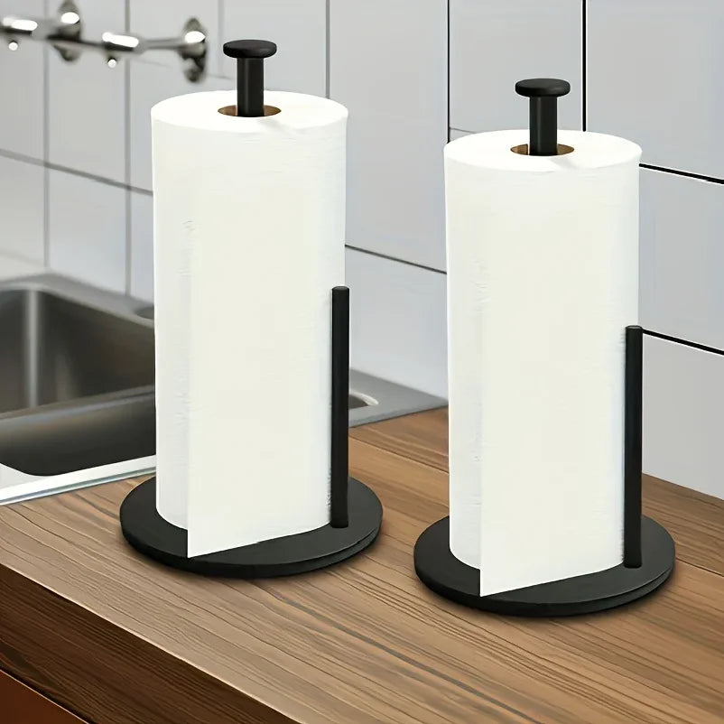 Stainless Steel Paper Towel Holder with Weighted Base, Heavy-Duty Kitchen Roll Dispenser, Countertop Organizer Space-Saving for