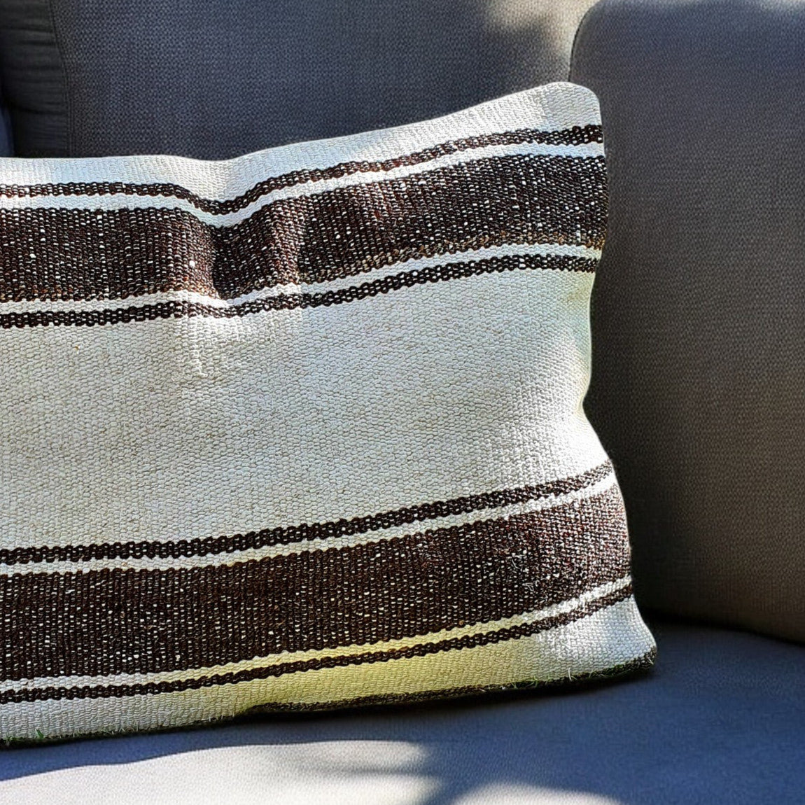 Stripped Deep Brown Kilim