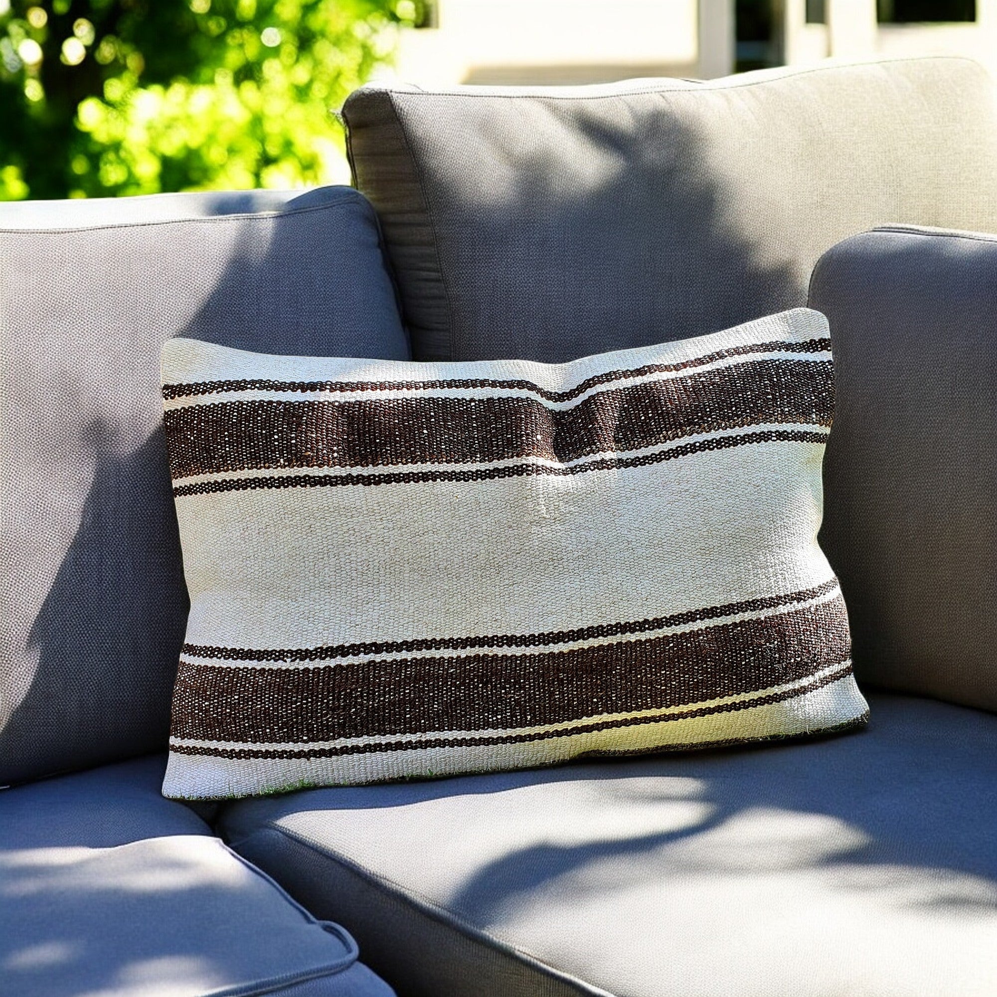Stripped Deep Brown Kilim