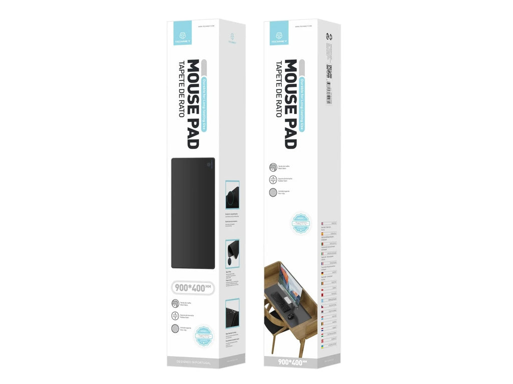 Tapete para rato Techancy 40 x 90 cm, TW2772, borracha antiderrapante, adequado para jogos de PC, preto