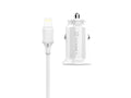 Techancy Carregador De Automóvel Mini  TC6408, Carregamento 2usb 2.4A, Kit De Dados Com Cabo Usb-Lightning 1m,branco