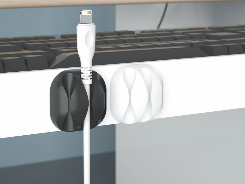 Suporte para cabos Techancy, TZ6293, embalagem com 4 unidades, organizador de cabos, preto + branco
