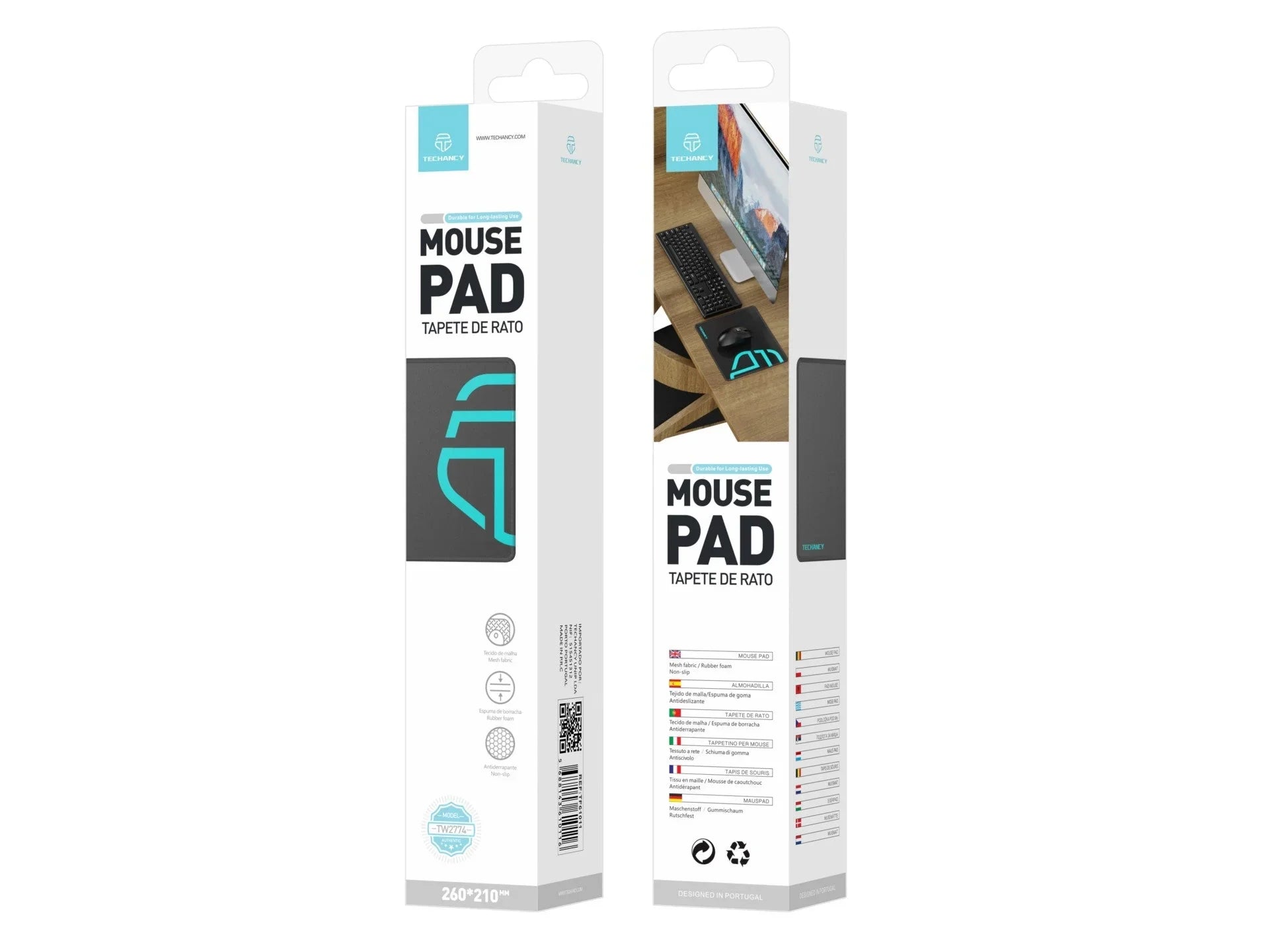 Tapete para rato Techancy 21*26 cm, TW2774, borracha antiderrapante, adequado para jogos de PC, preto