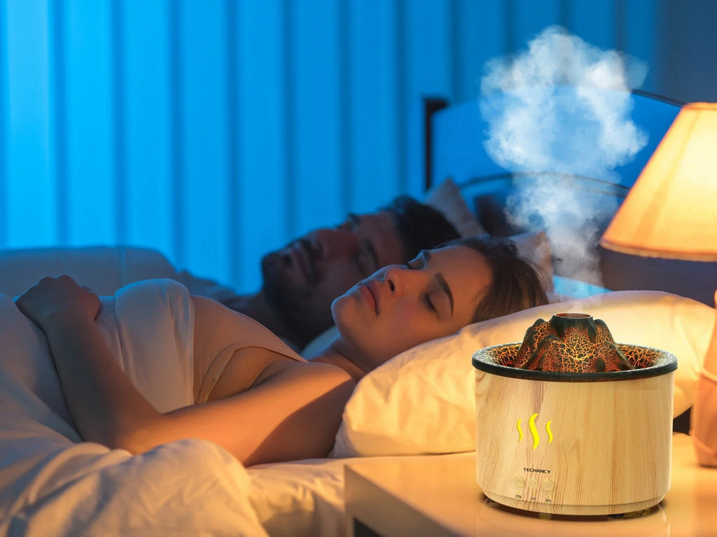 Techancy Humidificador De Aromas Com Controlo Remoto LD3916, Design Com Textura De Madeira Falsa Para Sala De Estar/Quarto