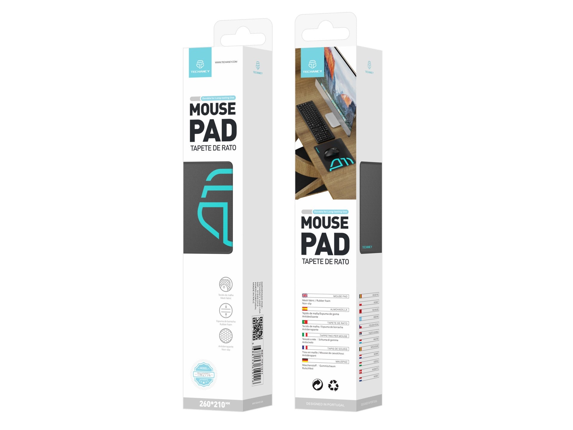 Tapete para rato Techancy 21*26 cm, TW2774, borracha antiderrapante, adequado para jogos de PC, preto
