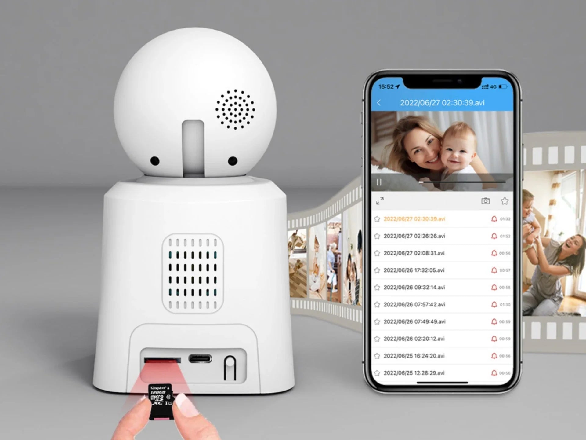Techancy SH043 Câmara Inteligente com Ecrã, 1080P, Rotação 360°, Visão Noturna, Chamadas de Vídeo e Voz Bidirecionais, Ligação WiFi, Deteção Humana — Branco